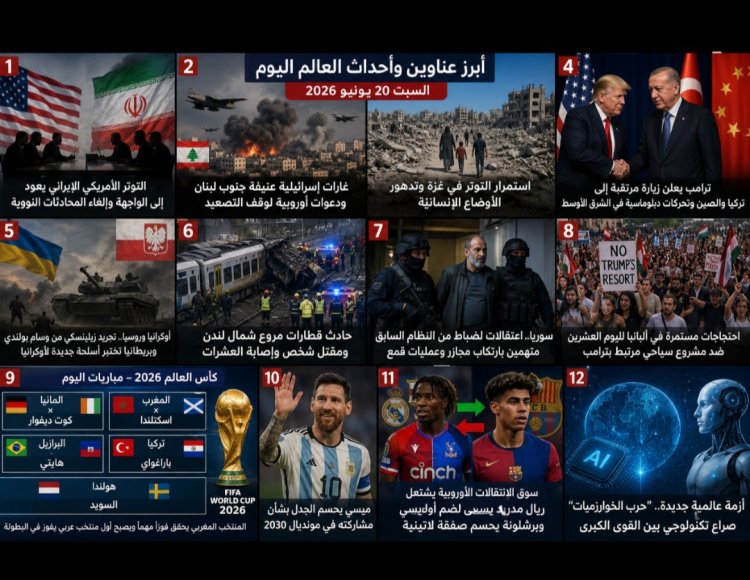 أبرز عناوين وأحداث العالم اليوم – السبت 20 يونيو 2026