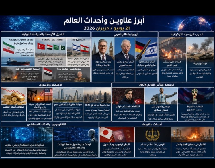 أبرز عناوين وأحداث العالم – 21 يونيو / حزيران 2026